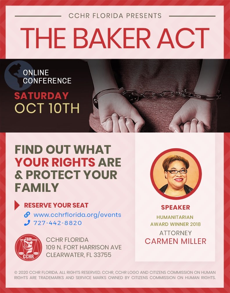 The Baker Act in Florida allows a child, an adult or the elderly to be involuntarily sent for a psychiatric examination. This webinar with Carmen Miller, Esq. will educate you on what legal rights exist and how you can protect yourself and your family.